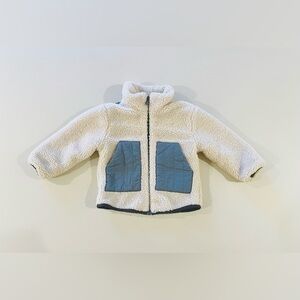 NWOT Zara Kids' Sherpa Jacket - Cream and Blue